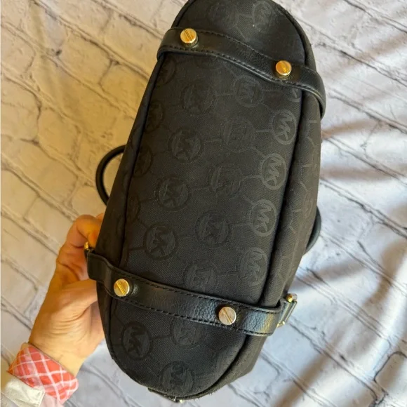 Michael Kors BEDFORD Small Satchel MK Monogram Jacquard Black Y2k Tote Logo - Picture 13 of 16